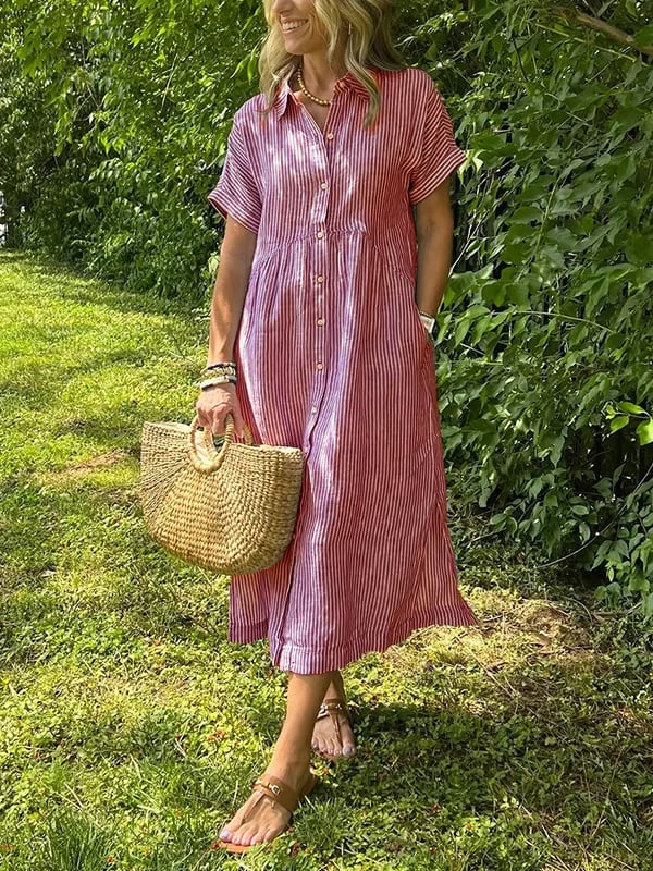 Saar | Robe-chemise rayée à poches