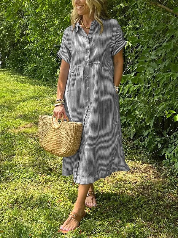 Saar | Robe-chemise rayée à poches