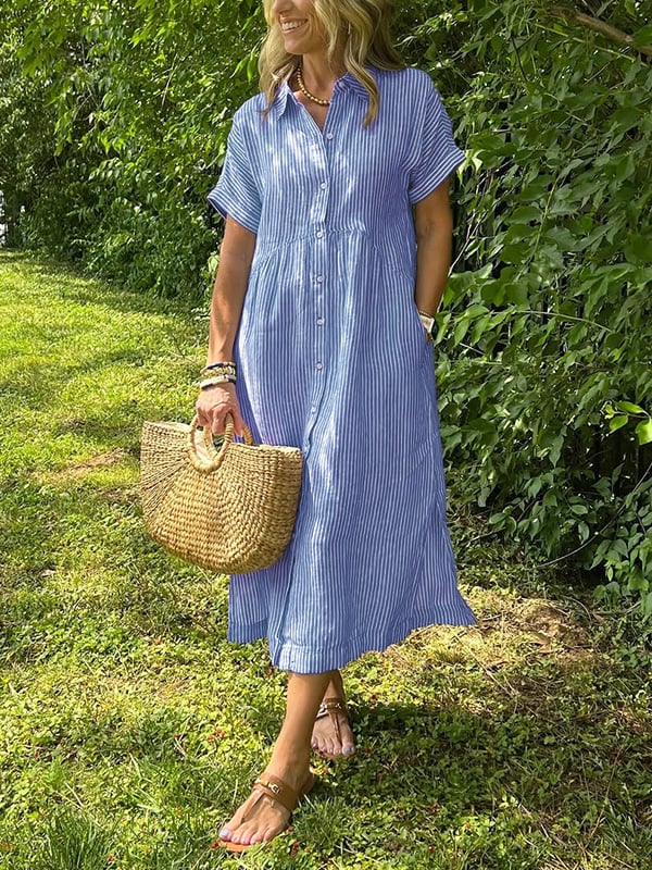 Saar | Robe-chemise rayée à poches