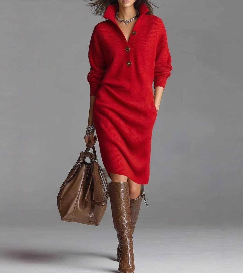 Damaris | Warme Gebreide Jurk, Elegant en Comfortabel