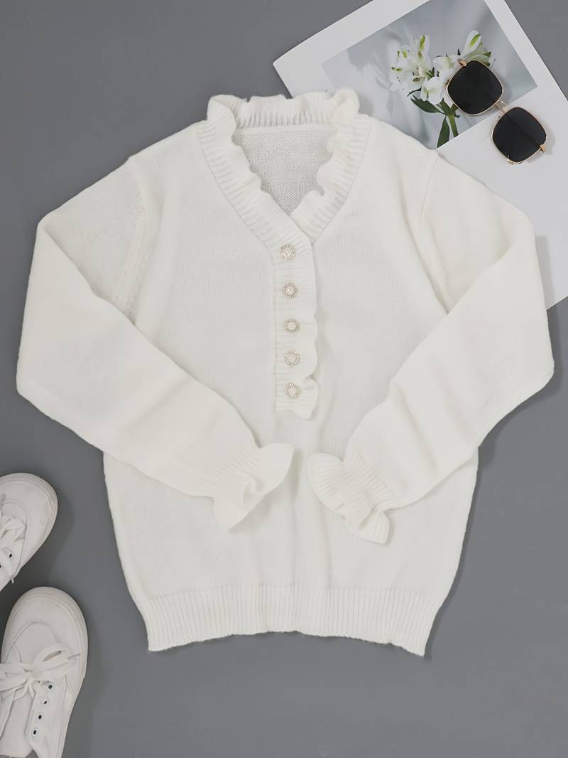 Darcey | Ruffle Blouse with Decorative Buttons