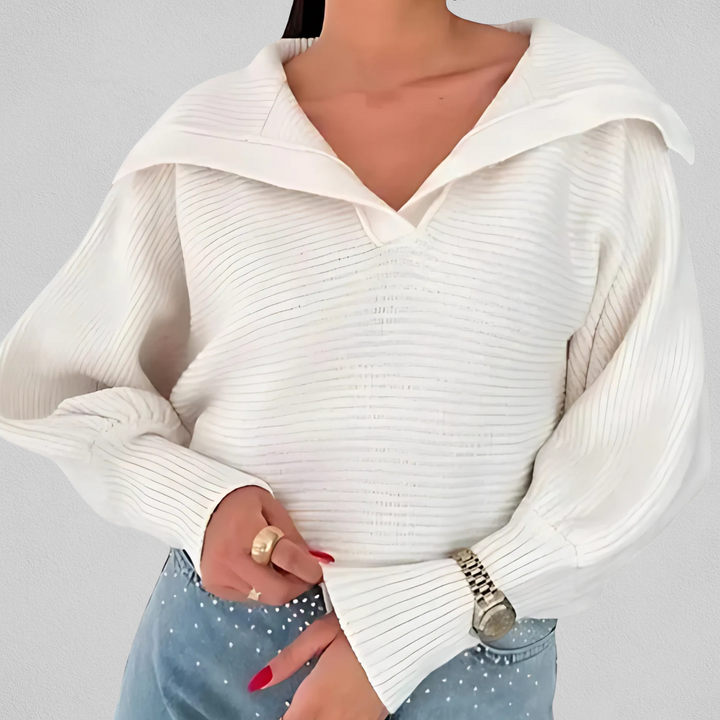 Pull à col en V et coupe ample pour femmes