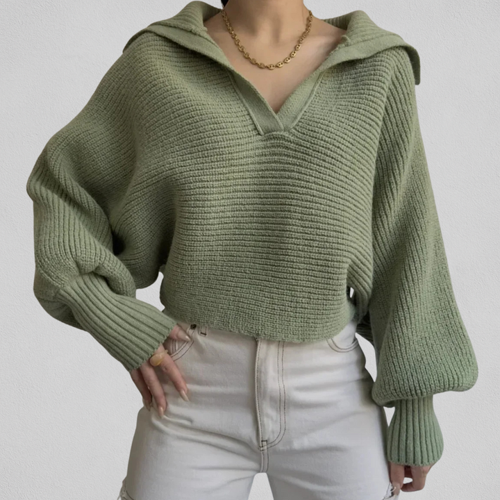 Pull à col en V et coupe ample pour femmes