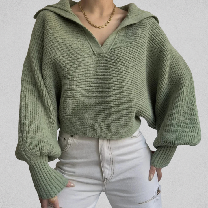 Pull à col en V et coupe ample pour femmes