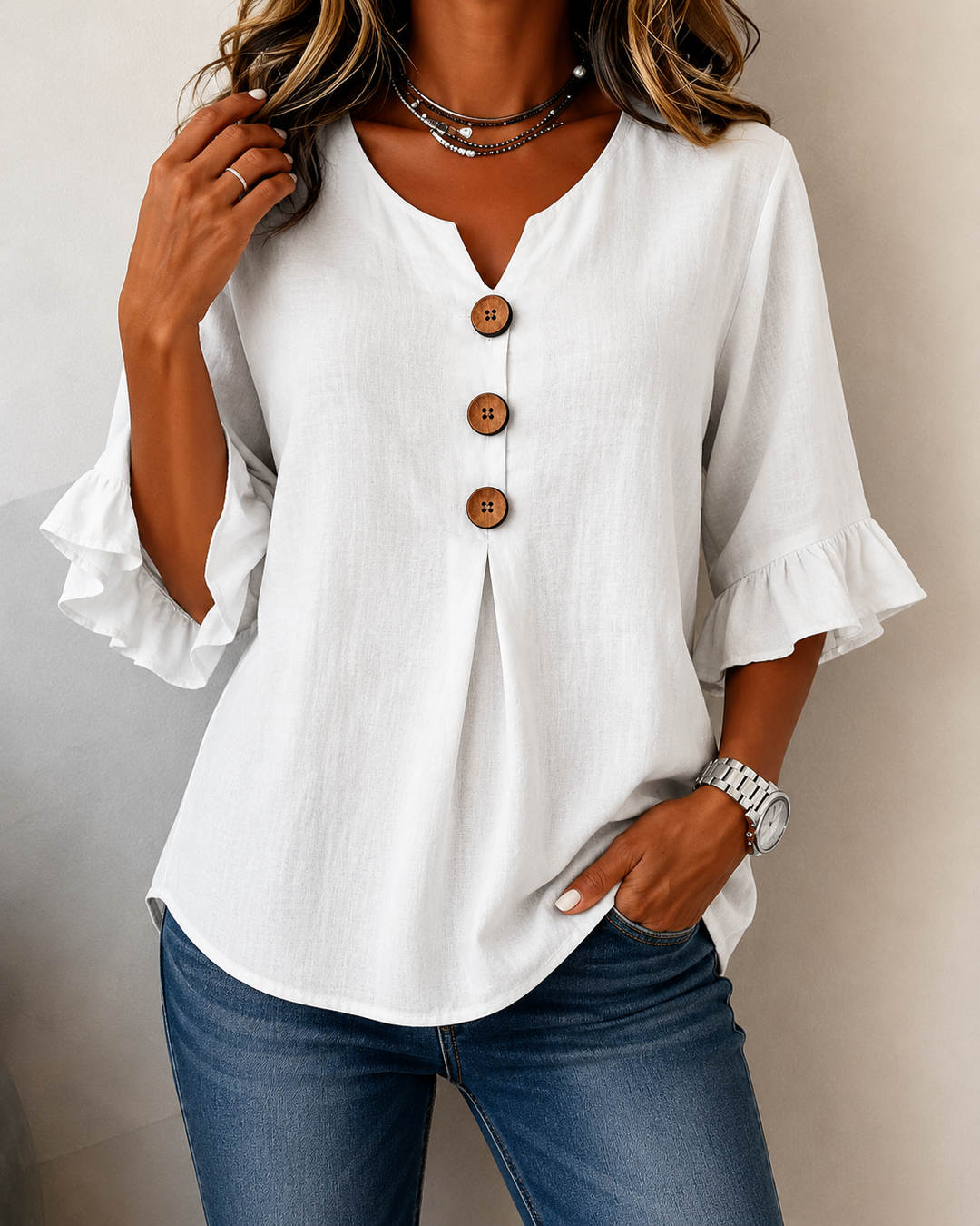 Castille | Blouse boutonnée qui camoufle le ventre
