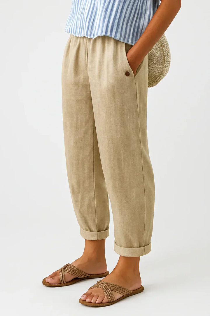 Edith - Pantalon Léger et Lin et Coton Élégant