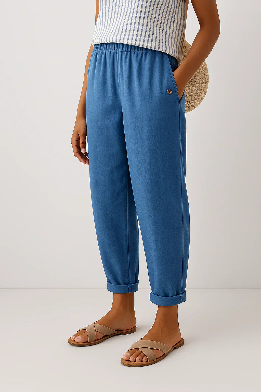 Edith - Pantalon Léger et Lin et Coton Élégant