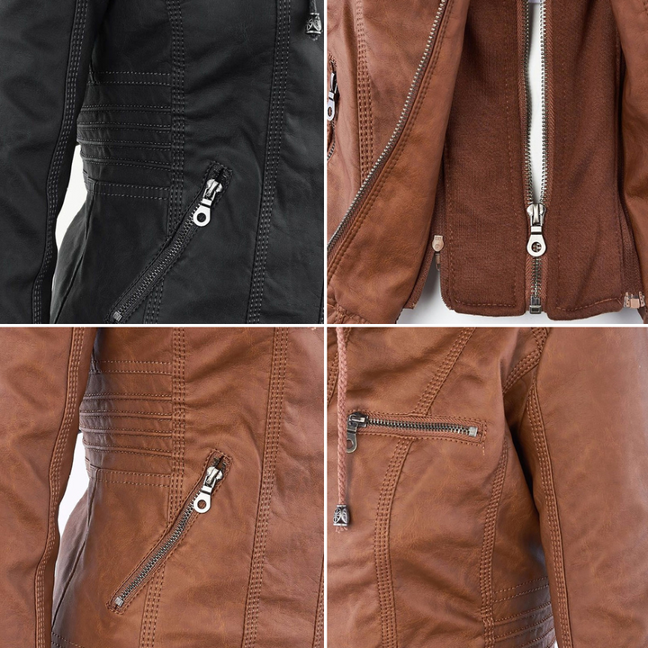 Eva™ | Veste en cuir élégante avec capuche