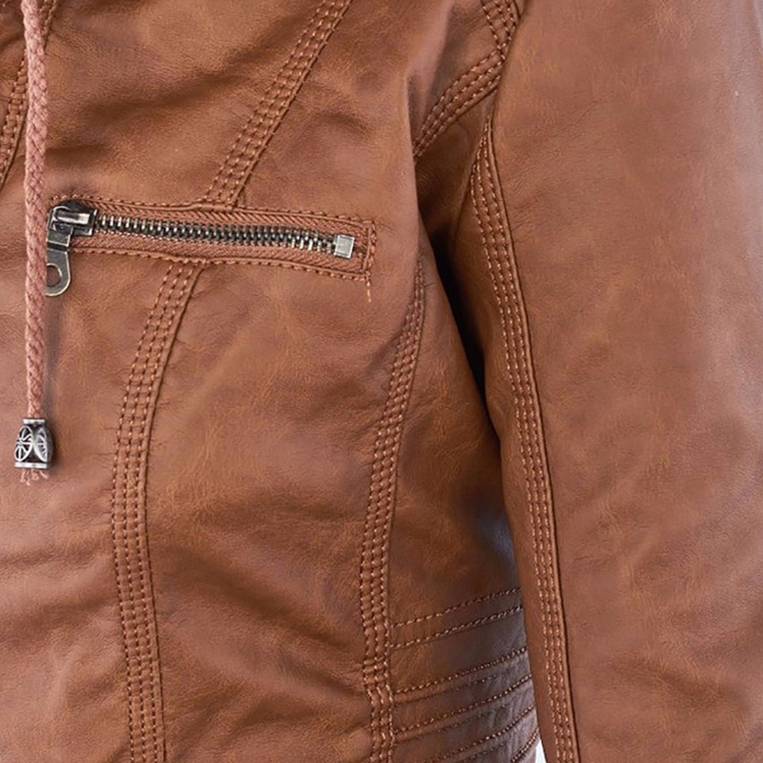Eva™ | Veste en cuir élégante avec capuche