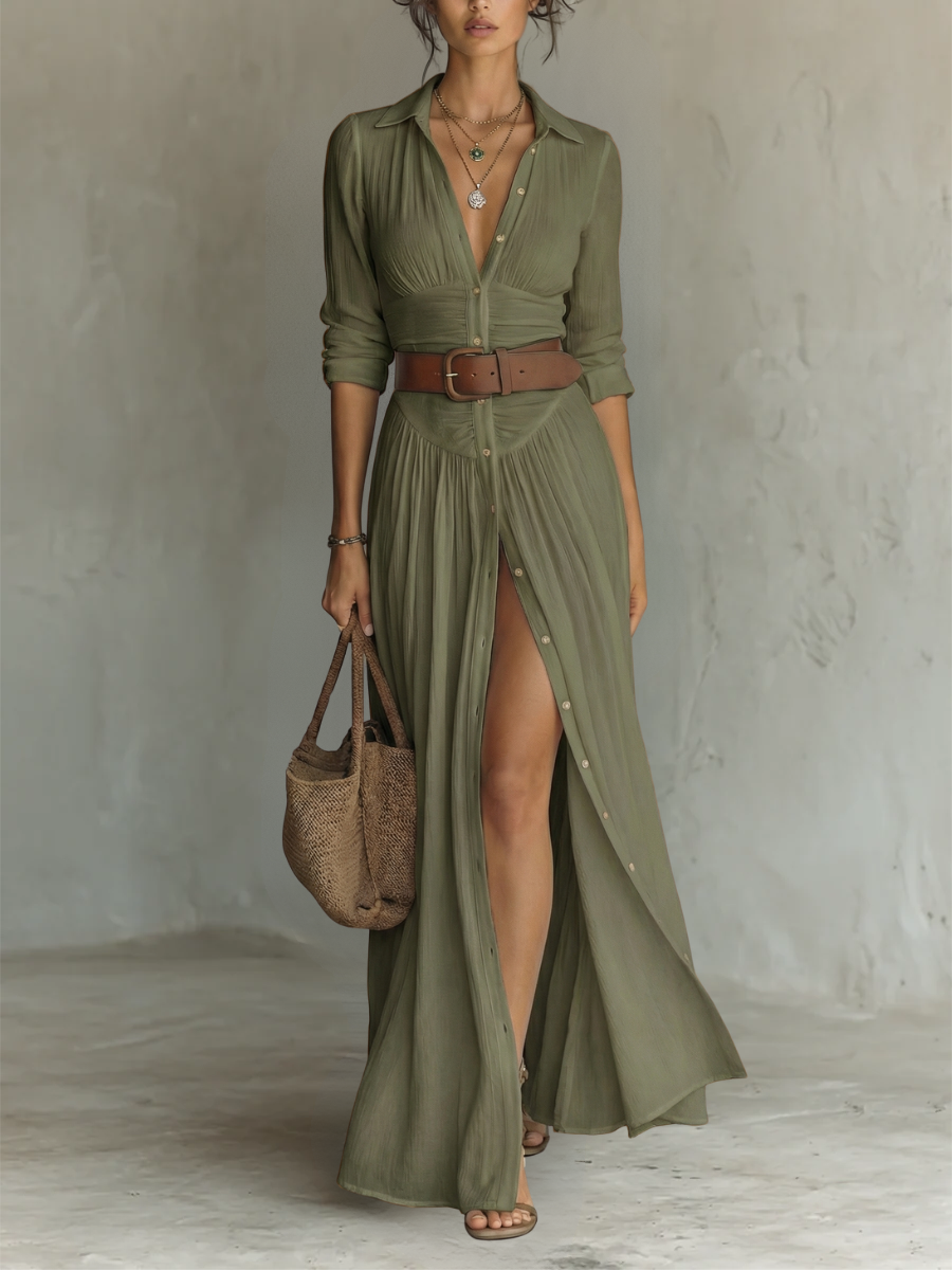 Annastasia  — Robe maxi élégante à col revers