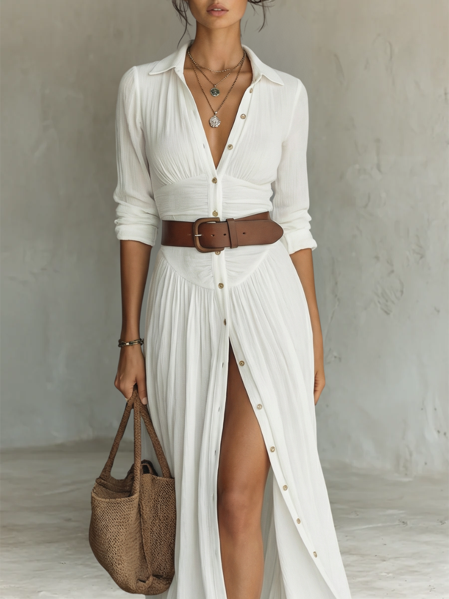Annastasia  — Robe maxi élégante à col revers
