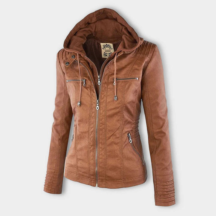 Eva™ | Veste en cuir élégante avec capuche