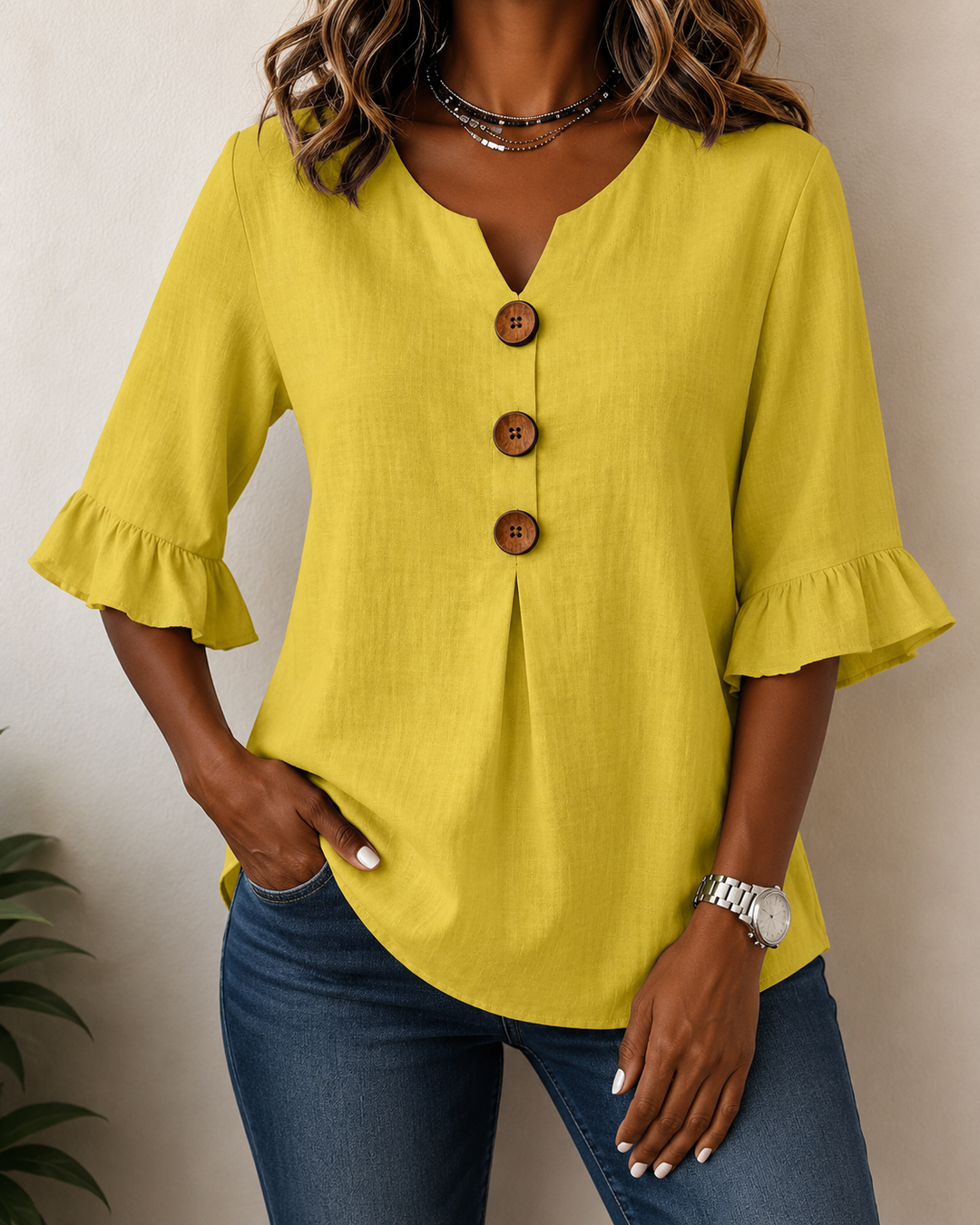 Castille | Blouse boutonnée qui camoufle le ventre