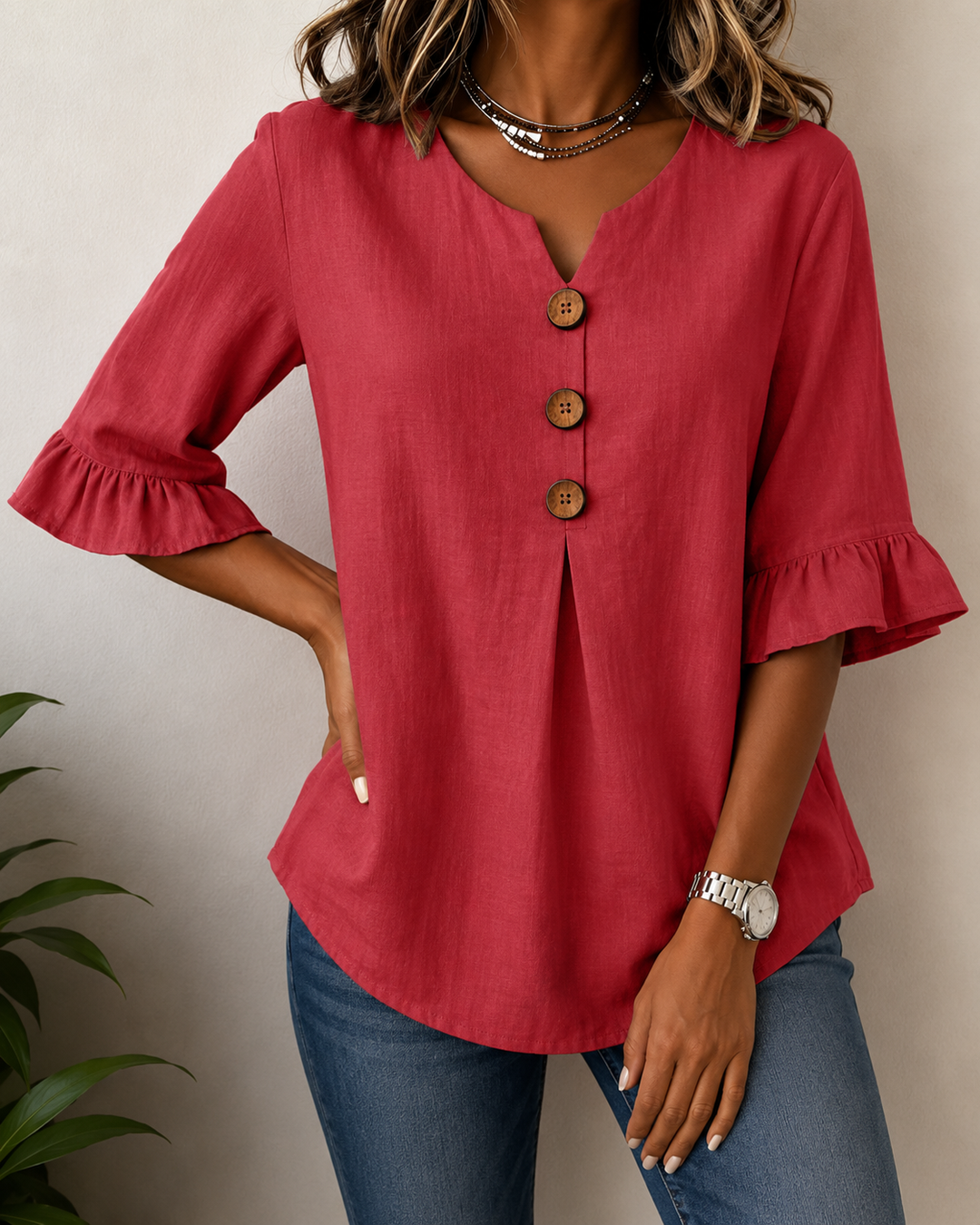 Castille | Blouse boutonnée qui camoufle le ventre