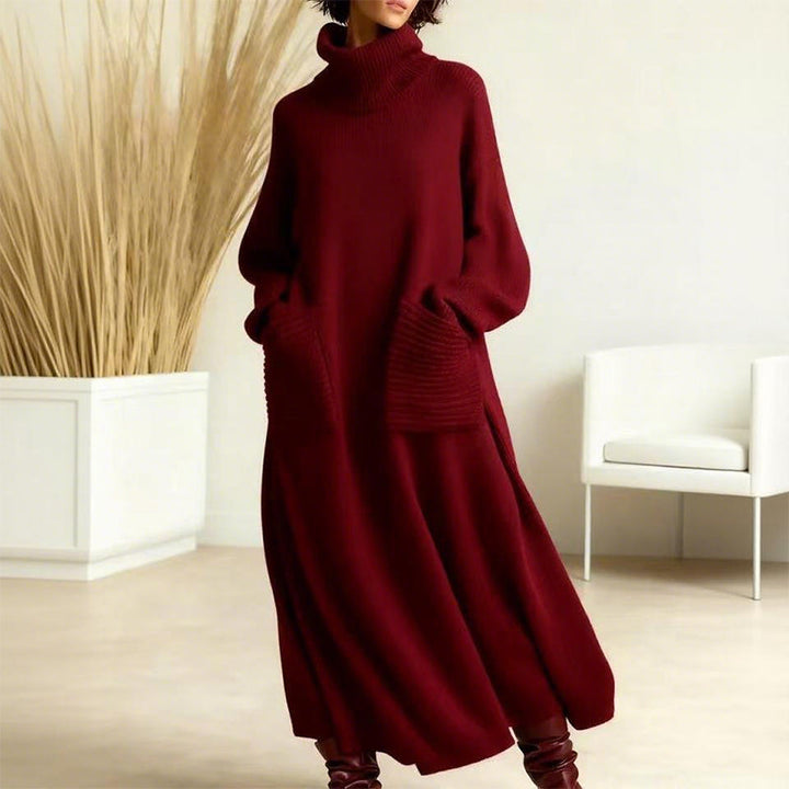 Robe-pull à col roulé et manches longues pour femme – Chaude, confortable et élégante