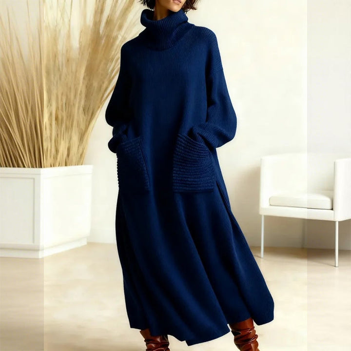 Robe-pull à col roulé et manches longues pour femme – Chaude, confortable et élégante