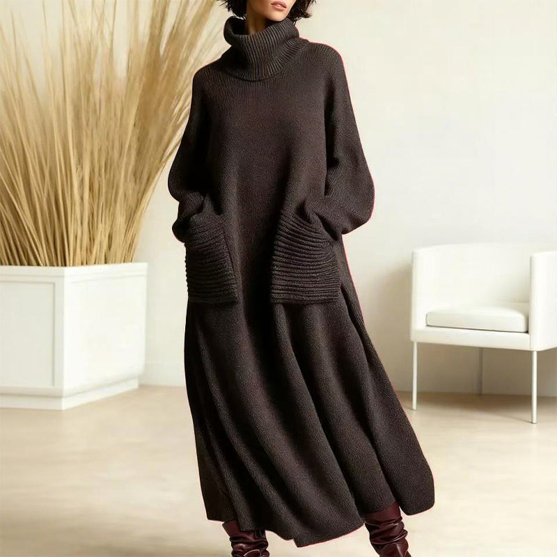 Robe-pull à col roulé et manches longues pour femme – Chaude, confortable et élégante