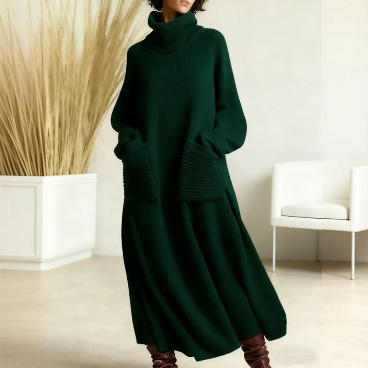 Robe-pull à col roulé et manches longues pour femme – Chaude, confortable et élégante